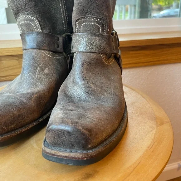 FRYE Harness 15R Brown Tall Knee High Biker Moto Motorcycle Boots - Picture 8 of 16